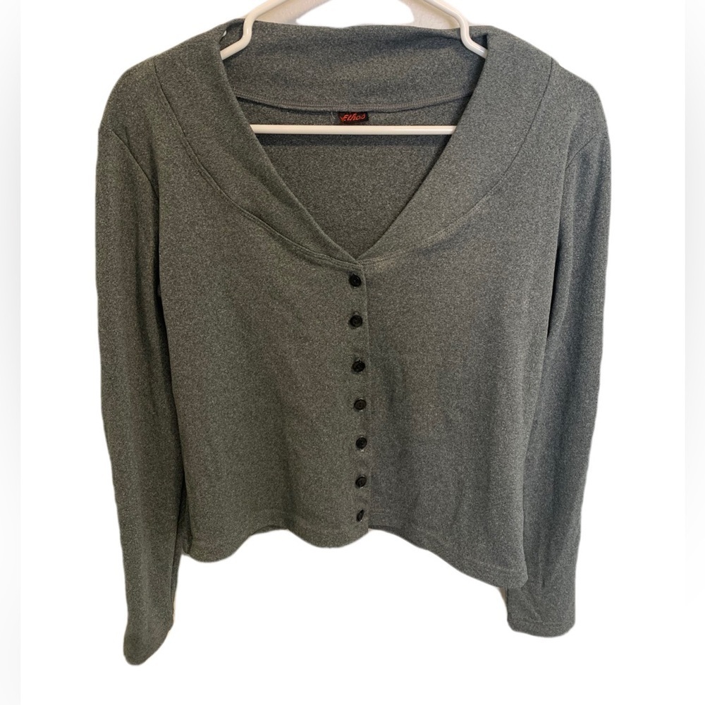 3/$15 Ethos Grey Button-Front Cardigan with Shawl Collar - Size 14